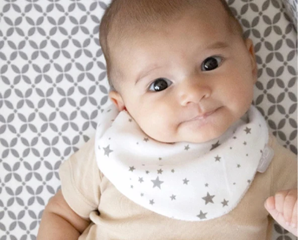 Yenidoğan Fular Yıldızlı Önlük Gri - 2