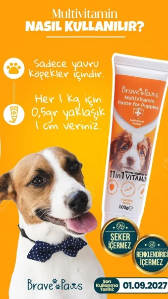 Brave Paws Yavru Köpekler İçin Multivitamin Desteği 100 Gr - Resim 2