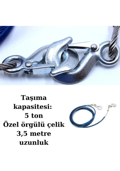 Carub Çekme Halatı 5 Ton Çelik İzoleli Çeki Halat - 3