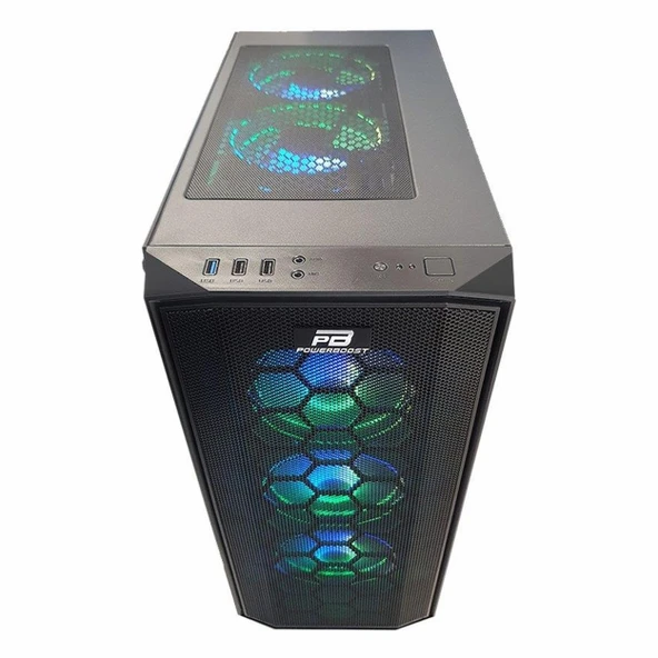 PowerBoost X58 USB 3.2 RGB ATX Mid Tower Siyah Kasa - Resim 4