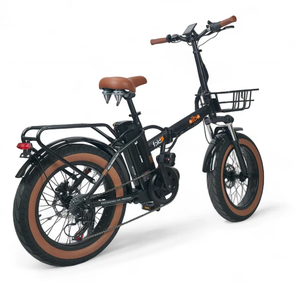 Alba Fold F Premium 750Watt Mid Motor 48V 16Ah(768Wh) Elektrikli Bisiklet Siyah Zırhlı lastik Hd Fren - 4