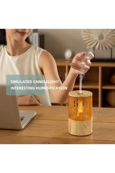 Mum Işığı Görünümlü Taşınabilir 125ml Kapasiteli Işıklı Aroma Yayıcı Hava Nemlendirici - 2