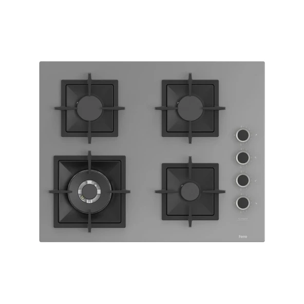 Ferre Fryart-Sılentart Serisi Gri Set (SC408-WFA + QEP63CPR +D065-SA) - Döküm Izgara / 65 cm Ocak - 2