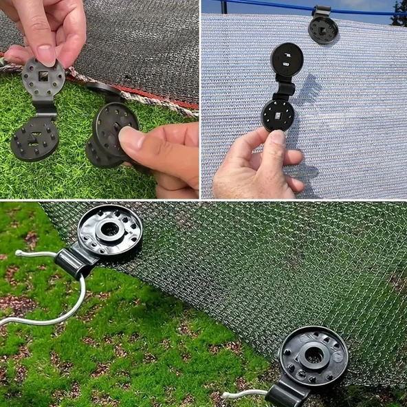 10 Adet Güneşlik Filesi Sabitleme Klipsleri, Gölgelik Bezi ve Brandalar İçin Dayanıklı Plastik Kelepçe Kancaları - 4