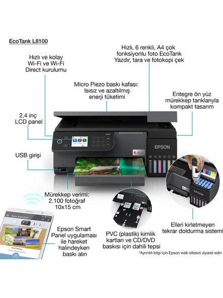 Ecotank L8100 A4 Çok Fonksiyonlu Yazıcı ürün görseli 1