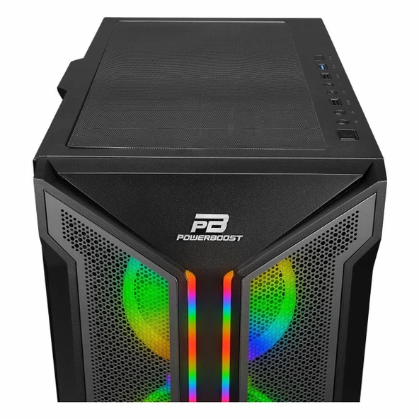 PowerBoost VK-Z002B USB 3.2 ARGB eATX Mid Tower Siyah Kasa - Resim 3