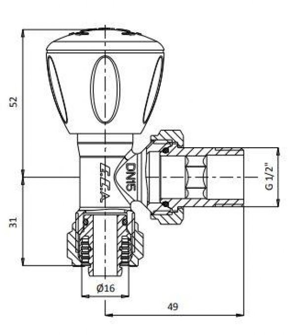 Eca Rv3 Köşe Radyatör Valfi ( Ø 16x2mm)Pex Rv3 602120721 - 2
