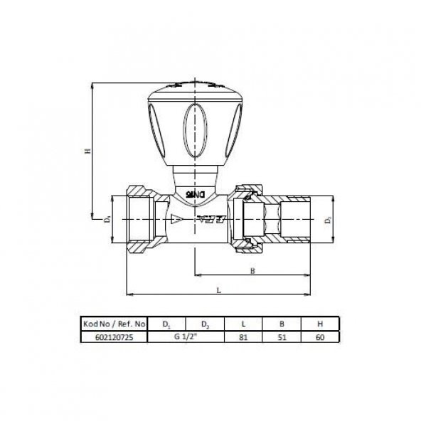 Eca 1/2 Rv3 Düz Radyatör Valfi  602120725 - Resim 2
