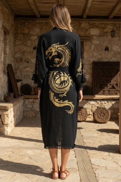 Varol Organik %100 Pamuk Kimono Yaka Sabalık Bornoz - Viserion ürün görseli 1