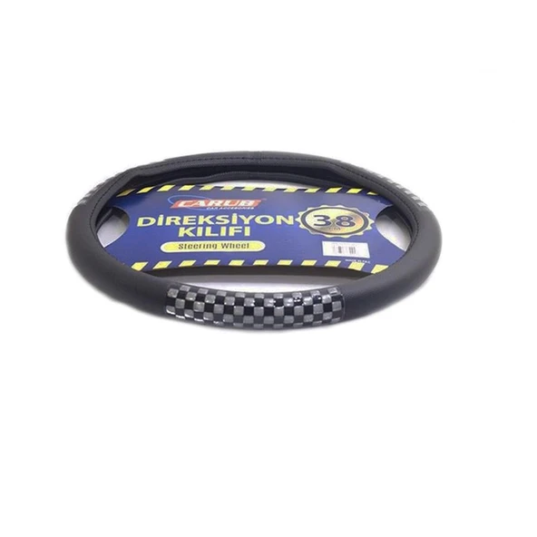 Direksiyon Kılıfı 38cm Siyah-Silver Damalı Fosfor - 1