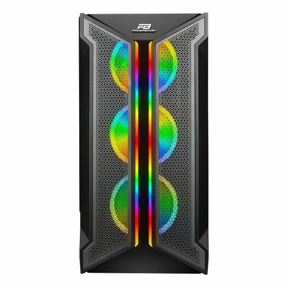 PowerBoost VK-Z002B USB 3.2 ARGB eATX Mid Tower Siyah Kasa - Resim 2