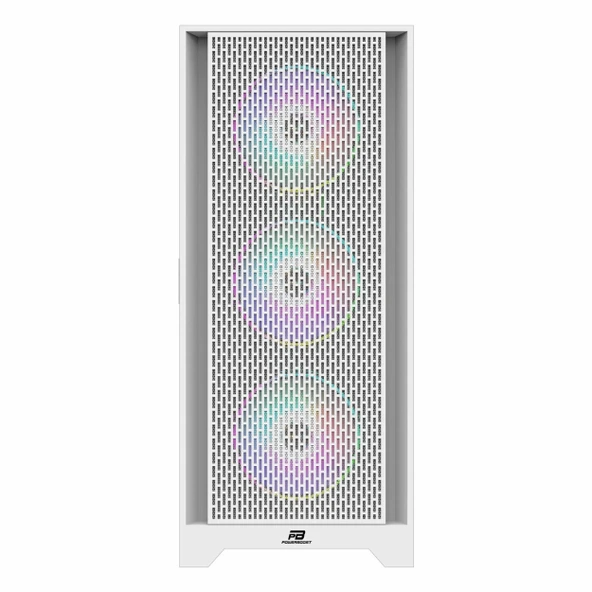 PowerBoost PB-P1601BW USB 3.2 ARGB eATX Mid Tower Beyaz Kasa ürün görseli 1