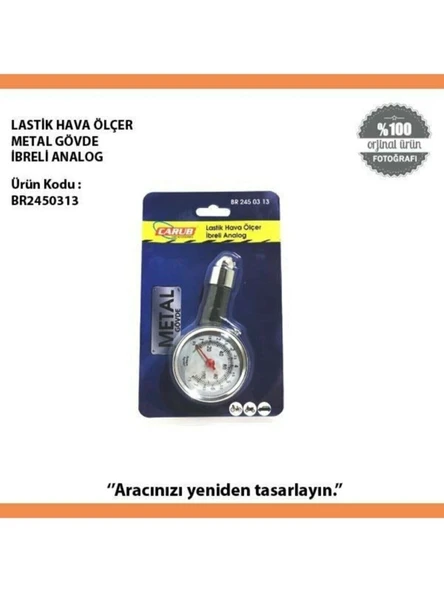 Carub Lastik Hava Ölçer Metal Gövde İbreli Analog ürün görseli