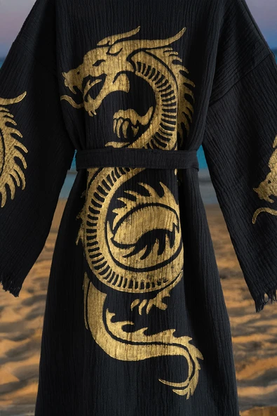 Varol Organik %100 Pamuk Kimono Yaka Sabalık Bornoz - Viserion - Resim 7