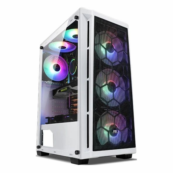 PowerBoost PB-T001BW USB 3.2 RGB ATX Mid Tower Beyaz Kasa ürün görseli 1