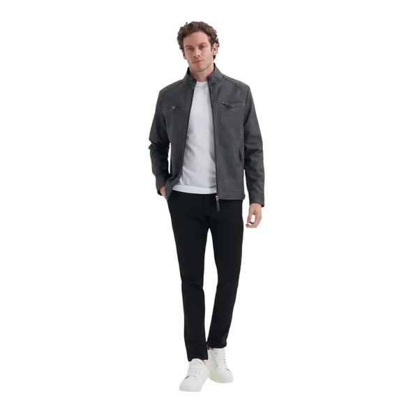 Erkek PU Deri Mont 10620 Siyah