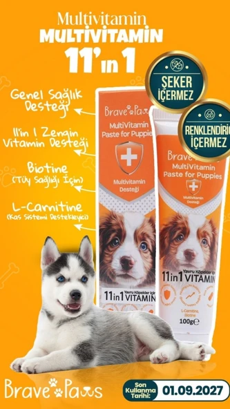 Brave Paws Yavru Köpekler İçin Multivitamin Desteği 100 Gr ürün görseli 1
