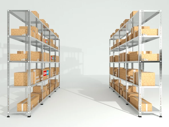 4 Katlı Galvaniz Çelik Raf - Depo, Arşiv, Kiler, Dosya, Market, Bakkal Rafı - 3