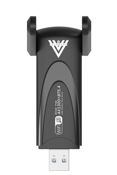 1300 Mbps Usb WiFi 6 Adaptör 2.4G+5G ve Bluetooth 5.4 Tak Çalıştır Çift Antenli Wifi Dongle - Resim 2