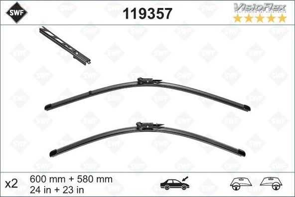 SILECEK SUPURGESI 600/580mm SWF BMW E60 61610421055-61610431438-301370 ürün görseli