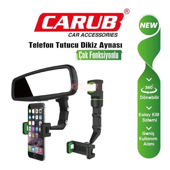 Carub Telefon Tutucu Dikiz Ayna Çok Fonksiyonlu - 4