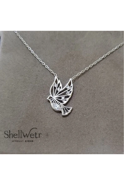 SilvaDove 925 Ayar gümüş kolye Kuş detaylı kadın kolye - Resim 4