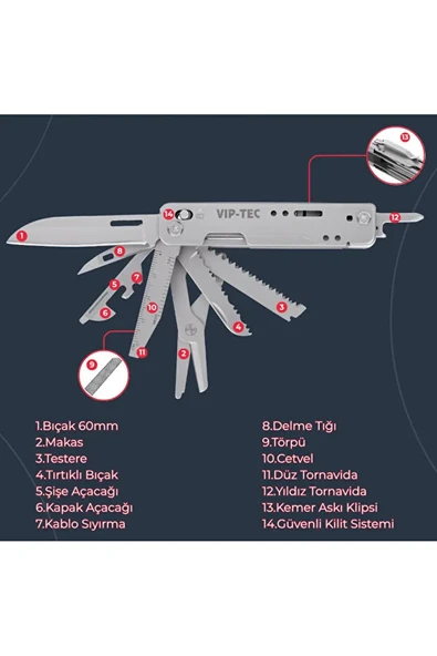 13 Fonksiyonlu Çelik Multitool Çakı - 3