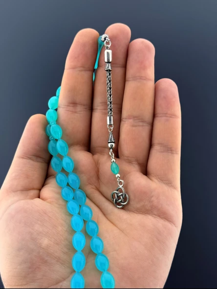 MURİ TESBİH 4,6 GR 925 AYAR GÜMÜŞ PÜSKÜL SUAT YEŞİLYURT UÇAK CAMI BEYZİ KESİM 7X11 - 3