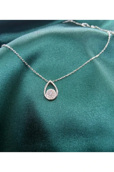 Silvadrop 925 Ayar gümüş kolye damla taşlı kadın kolye ürün görseli