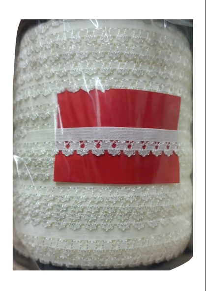 Çamaşır Lastiği Dantelli 1 cm 1 Metre Kırık Beyaz - 1