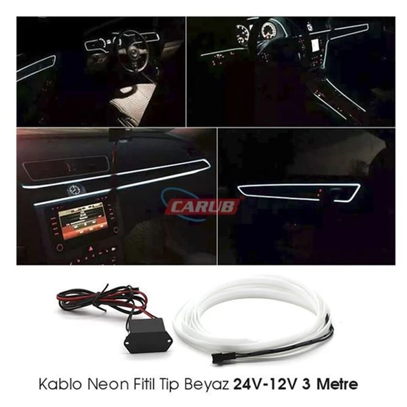 Carub İp Neon 24-12V 3 Metre Beyaz - 1