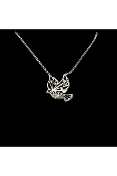 SilvaDove 925 Ayar gümüş kolye Kuş detaylı kadın kolye - Resim 3