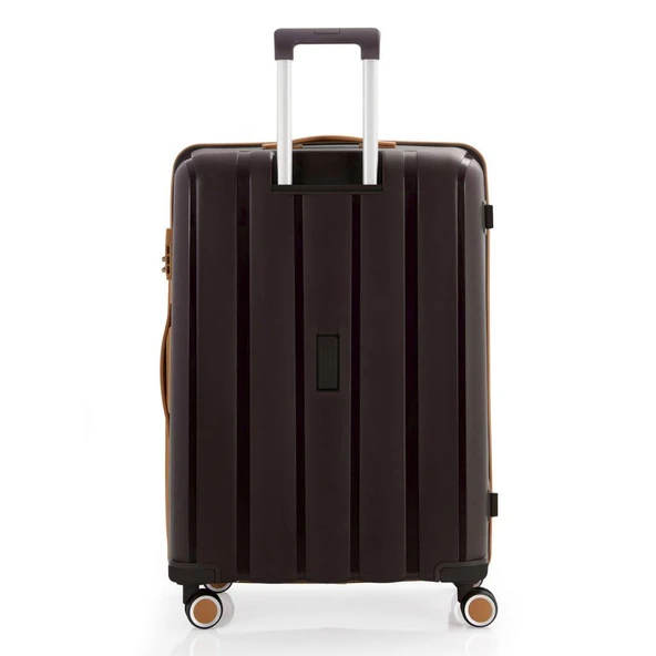 MÇS Bavul Büyük ve Orta 2li Set Silikon Valiz V305 Kahve/Şampanya - 6