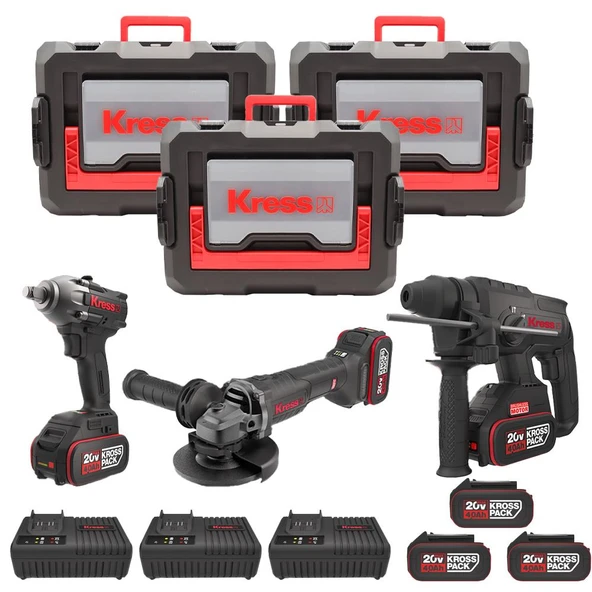 Kress KRKS1 KUB30.2 + KU390.4 + KUH10.2 20Volt/4Ah. 6 Adet Akülü Profesyonel Kombo Set ürün görseli
