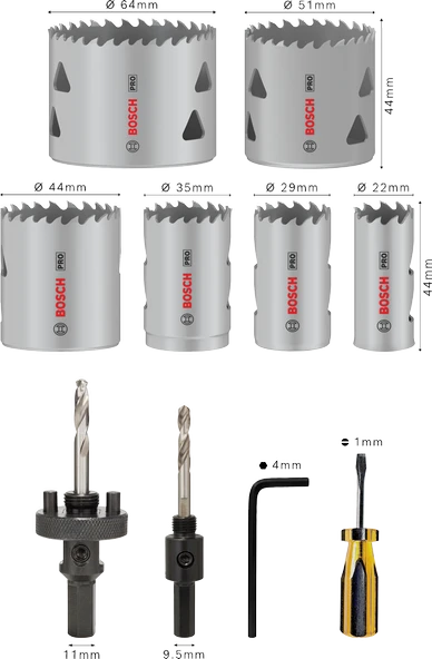 BOSCH 12 Parça HSS-Bimetal Panç Seti Ahşap ve Metal için - Resim 2