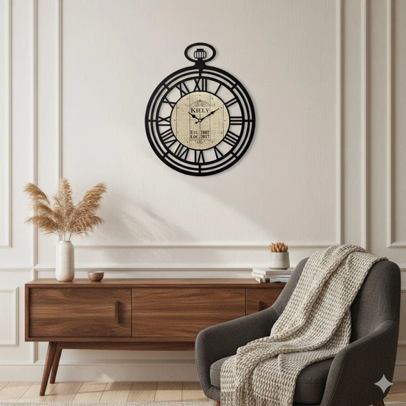 Galaxy Premium Köstekli Serisi Roma Rakamlı Metal Duvar Saati 55 cm Siyah - Resim 2