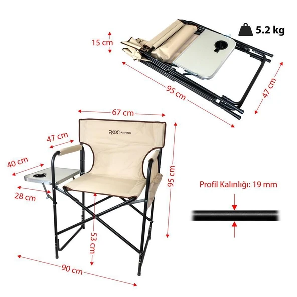 Rox Camping Fonksiyonel Sehpalı Kamp Sand. -Bej - Resim 2