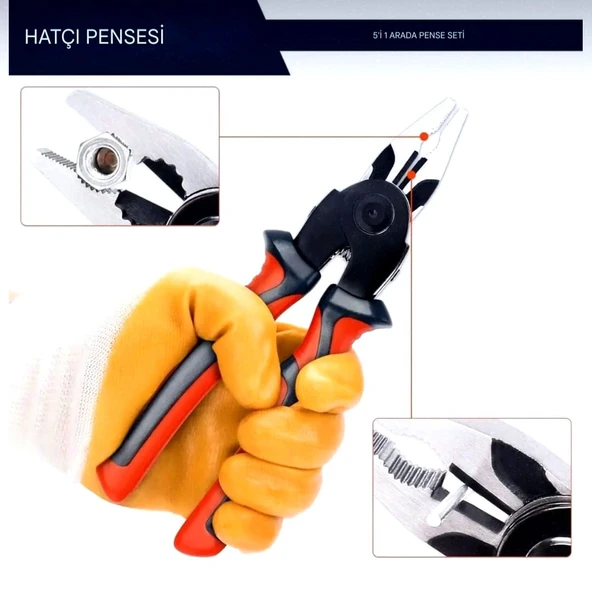 Çok Amaçlı Pense 8 inç 5 1 Pense Aracı Set - 7