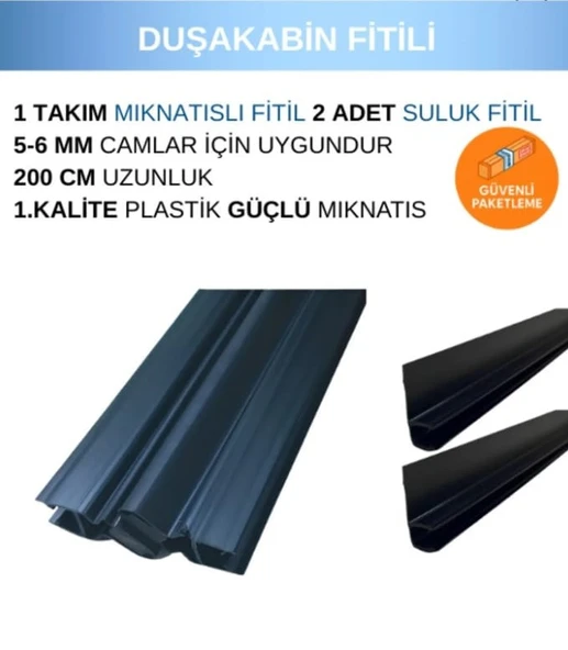 SMD Siyah Duşakabin Mıknatıs Takımı Ve 2 Adet Suluk Fitili 200 Cm ürün görseli
