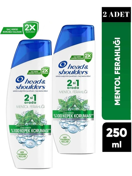 Head&Shoulders Şampuan 2in1 Mentol Ferahlığı 250 Ml 2 Adet