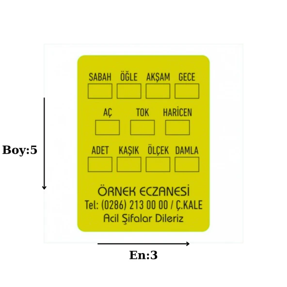 Eczane İlaç Tarif Etiketi (5x3)-250 Adet - 2