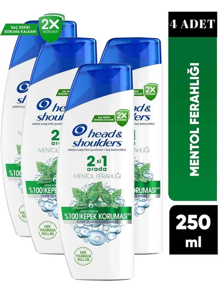 Head&Shoulders Şampuan 2in1 Mentol Ferahlığı 250 Ml 4 Adet