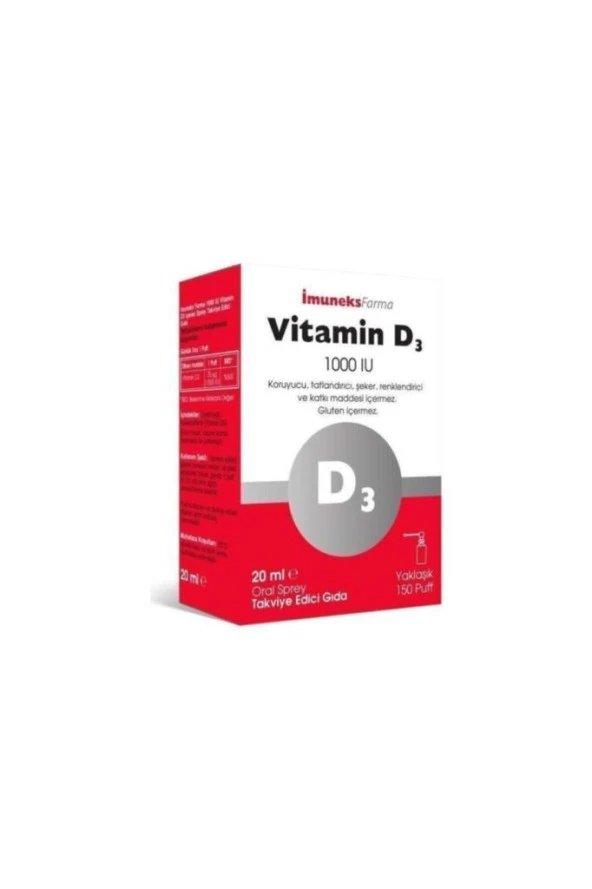 İmuneks Vitamin D3 Sprey 1000'IU 20 ML (SKT:03/2025)