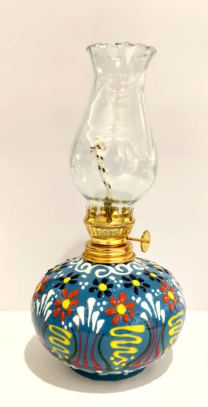 Monalisa Home Mavi Üstüne Motifli El Yapımı Gaz Lambası ürün görseli 1