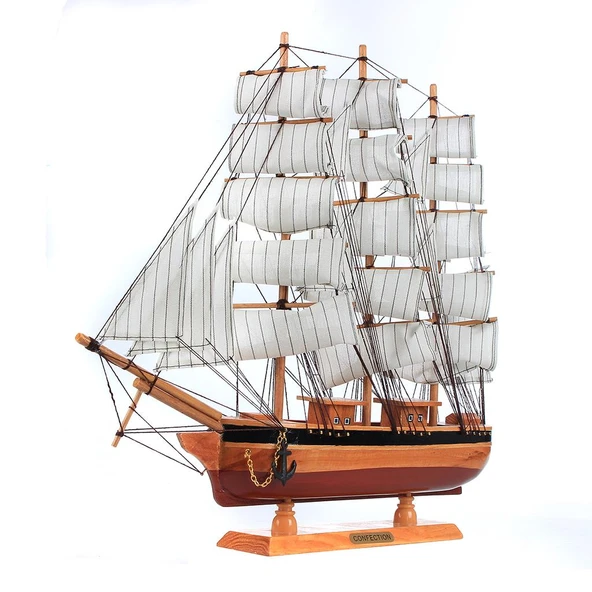 Monalisa Home 37 cm Uzunlukta Ahşap Yelkenli Maket Gemi ürün görseli 1