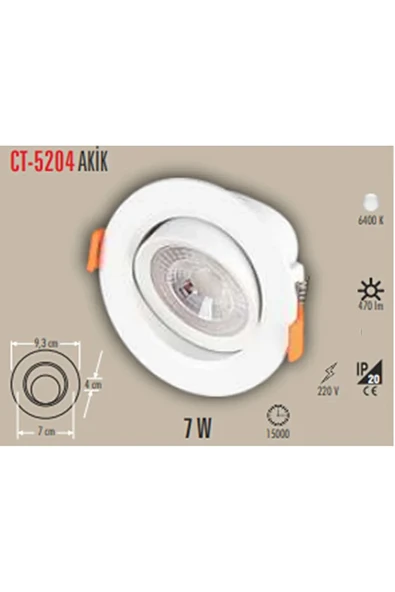7W LED Spot Beyaz Kasa Beyaz Işık - 2
