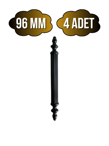 Plastik Siyah Kulp Mobilya ve Dolap Kulpu(SİYAH)(96MM - 128MM - 160MM) Siyah 96mm 96mm - 4 ADET ürün görseli