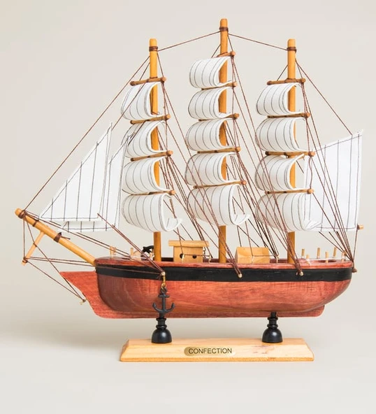 Monalisa Home 50 cm Uzunlukta Ahşap Yelkenli Maket Gemi - Resim 2