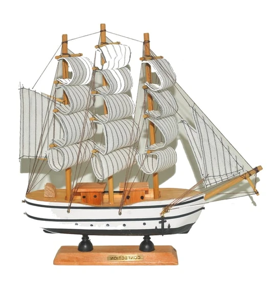 Monalisa Home 32 cm Uzunlukta Ahşap Yelkenli Maket Gemi - Resim 4