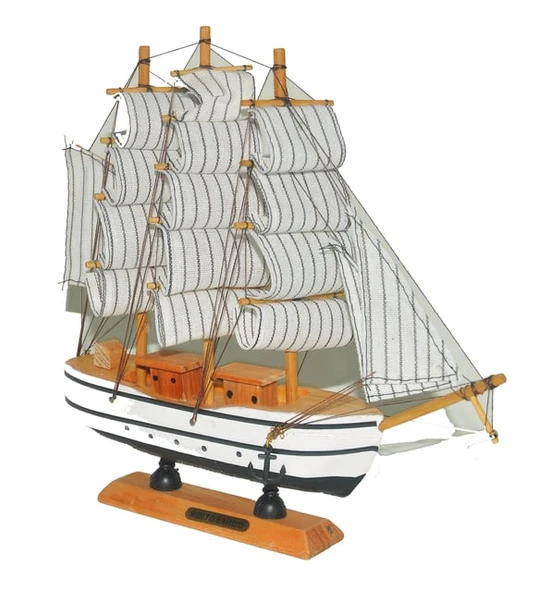 Monalisa Home 32 cm Uzunlukta Ahşap Yelkenli Maket Gemi - Resim 2